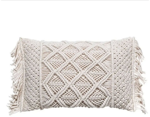 Home-trends24. de Dekokissen Kissen Makramee Creme Beige Kissenbezug Dekokissen Zierkissen Bild 5