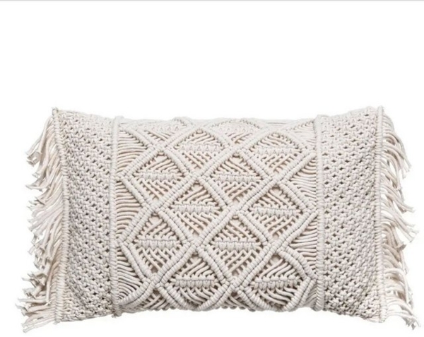 Home-trends24. de Dekokissen Kissen Makramee Creme Beige Kissenbezug Dekokissen Zierkissen Bild 4