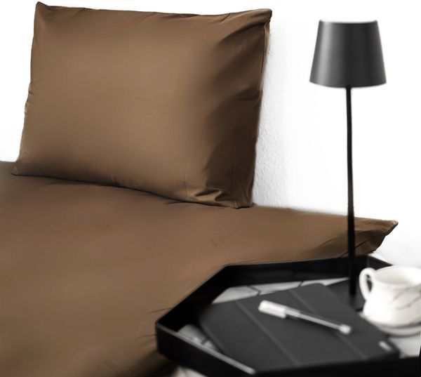 Einfarbige Bettwäschen-Sets für Einzel- und Doppelbetten, 100% Baumwolle Braun 200x220 cm Bild 2