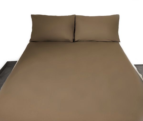 Einfarbige Bettwäschen-Sets für Einzel- und Doppelbetten, 100% Baumwolle Braun 200x220 cm Bild 3