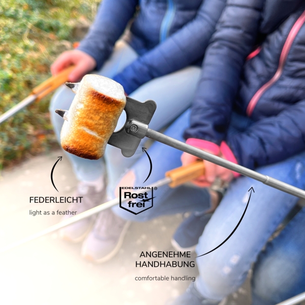 bremermann Teleskop-Grillgabel, 2er Set, inkl. Tasche, ausziehbar, Edelstahl silber / Bambus natur, ca. 80,5 cm Bild 6