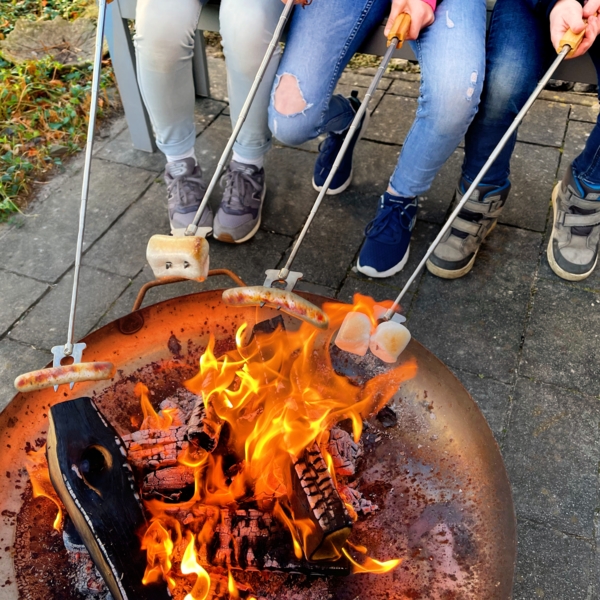 bremermann Teleskop-Grillgabel, 2er Set, inkl. Tasche, ausziehbar, Edelstahl silber / Bambus natur, ca. 80,5 cm Bild 2