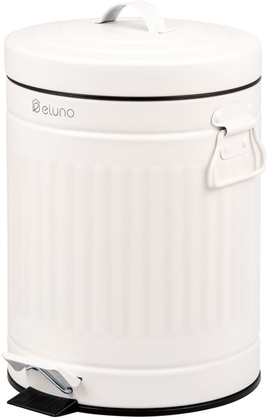 eluno Kosmetikeimer VINTAGE, Treteimer 5 Liter Fassungsvermögen und weißem Metall