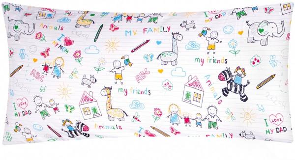 Heubergshop Kissenbezug, (1 Stück), 40x80cm - Familie Tiere gemalt Baumwolle Kinder (1 x My-Family-40x80)
