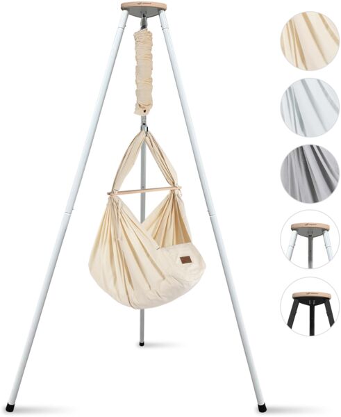 Federwiege mit Tipi Bio Grey Weiß Kunstfaser