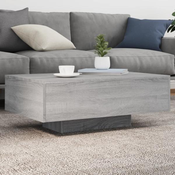 vidaXL Couchtisch mit LED-Leuchten Grau Sonoma 85x55x31 cm 836614