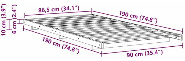 vidaXL Bettrahmen Braun 90 x 190 cm Massives Kiefernholz 873094 Bild 10