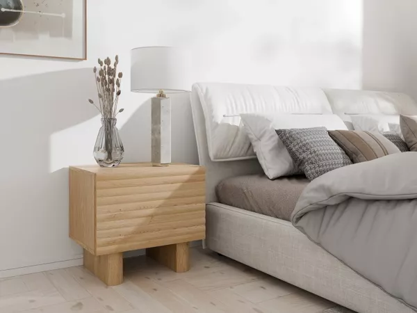 Vente-unique - LUDIMA Bedside table Holz, Platte Beige - B 36,8 cm x H 46,1 cm x L 50 cm