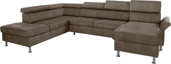 exxpo - sofa fashion Wohnlandschaft Maretto, bequem und komfortabel, viel Platz, Breite 330cm, U-Form, inkl. Kopfteilverstellung für mehr Sitzkomfort, wahlweise Bettfunktion