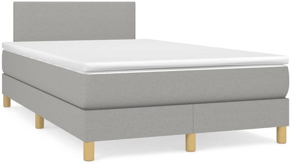 vidaXL Boxspringbett mit Matratze & LED Hellgrau 120x190 cm Stoff 3270074