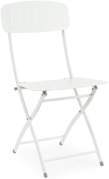 Gartenstuhl Yvonne 2er-Set aus Metall, modern klappbar, weiß, pulverbeschichtet für draußen