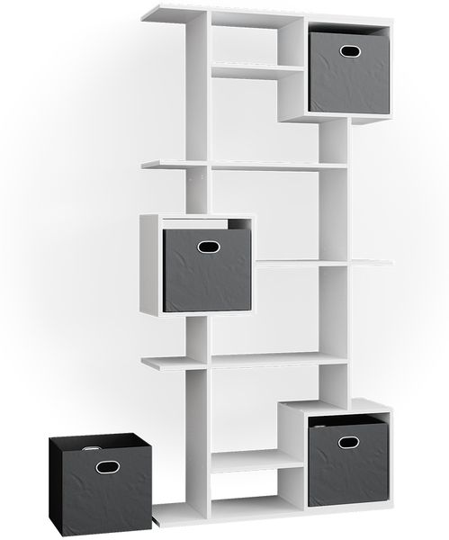 Raumteiler Cube Weiß 92 x 187.7 cm mit 2 Faltboxen Vicco