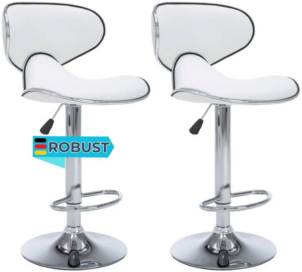 Barhocker SUPRI höhenverstellbar 2er Set Weiß Kunstleder | Barstühle drehbar Küchenhocker Thekenhocker für Küche Hausbar
