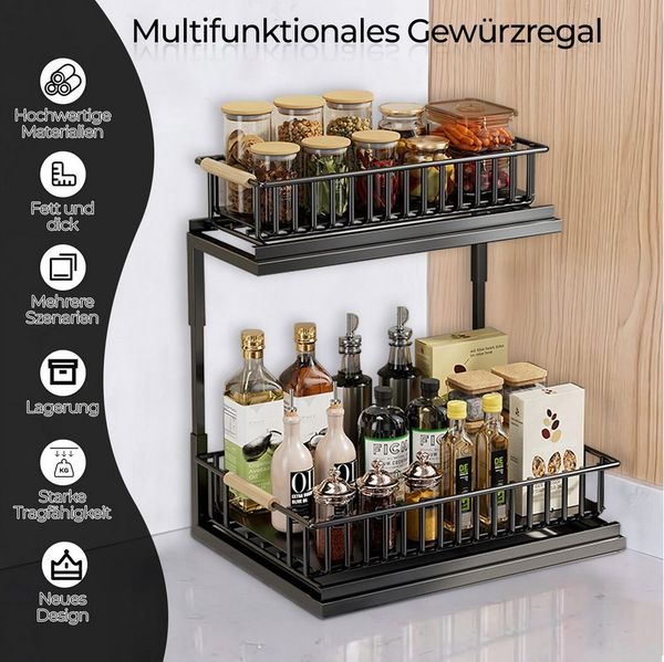 PFCTART Ablageregal Spülbecken Organizer L-Form, 2-stufig, Küchenregal, Set 1-tlg, Ausziehbar & ohne Bohren, ausziehbare Schublade Küche, für Utensilien
