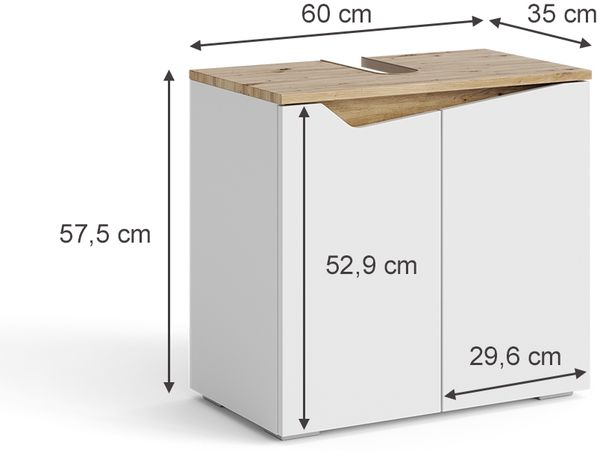 Waschbeckenunterschrank Marelle Weiß/Artisan 60 x 57.5 cm mit 2 Türen Vicco Bild 3