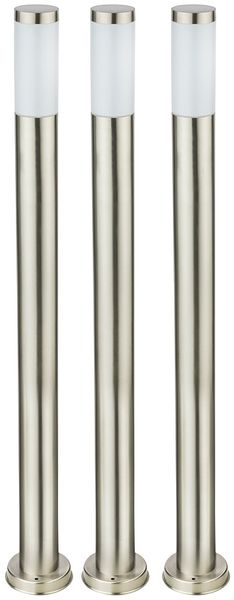 3x Stehleuchte, Edelstahl, silber, H 110 cm