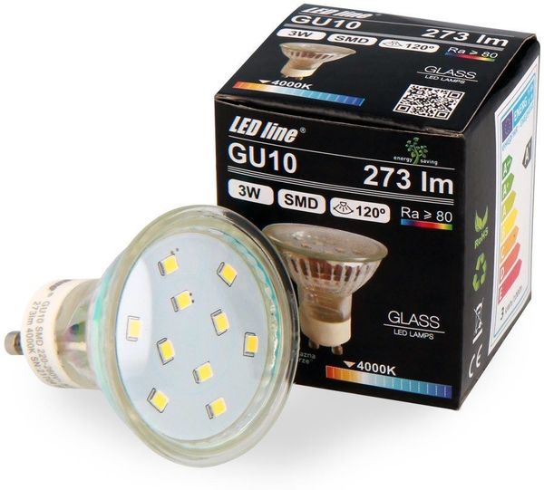 LED-Line LED-Leuchtmittel GU10 3W LED Leuchtmittel Neutralweiß 4000K 273, 1 St.