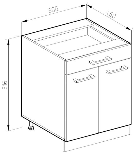Unterschrank R-Line Weiß Hochglanz 60 cm mit Schubladen, ohne Arbeitsplatte Vicco Bild 3
