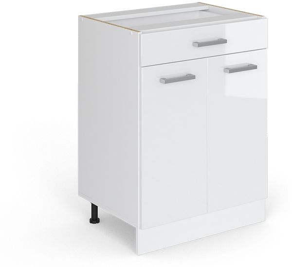 Unterschrank R-Line Weiß Hochglanz 60 cm mit Schubladen, ohne Arbeitsplatte Vicco