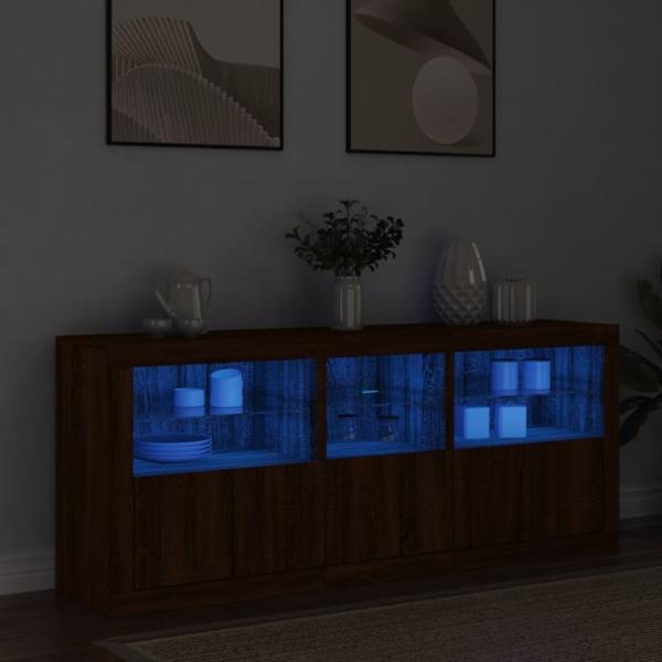 vidaXL Sideboard mit LED-Leuchten Braun Eichen-Optik 162x37x67 cm 3209001