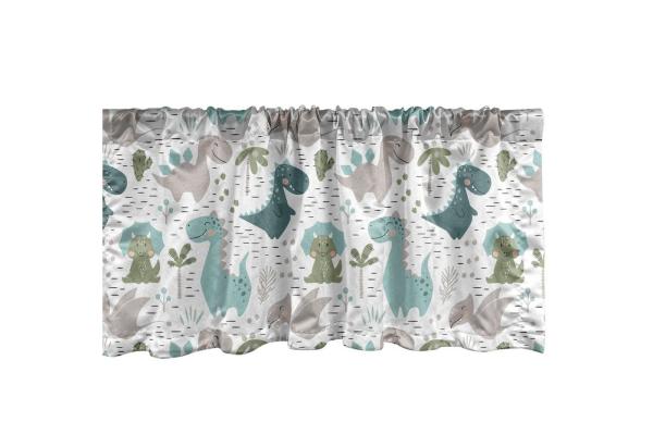 Abakuhaus Scheibengardine Vorhang Volant für Küche Schlafzimmer Dekor mit Stangentasche, Microfaser, Kindisch Smiling Baby-Dinosaurier