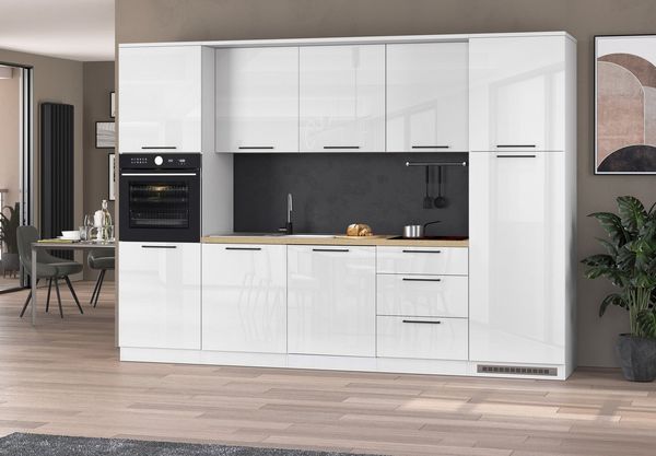 KOCHSTATION Küchenzeile KS-Luna, Einbauküche, Zeilenküche, Küchenblock, Breite 300 cm, wahlweise mit Hanseatic-E-Geräten, APL 35mm stark
