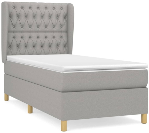 Boxspringbett mit Matratze Stoff Hellgrau 90x190 cm, Härtegrad: H2 [3128725]