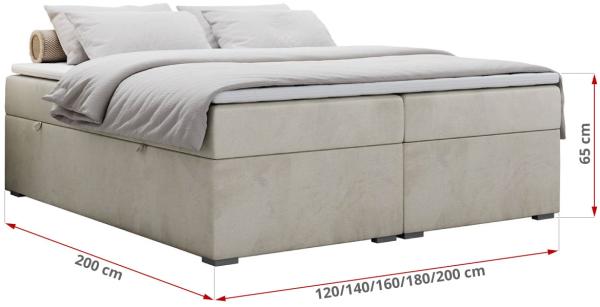 Boxspringbett - Doppelbett mit Multipocket-Matratze - BESS -140x200 - Beige Velours - H4 Bild 5