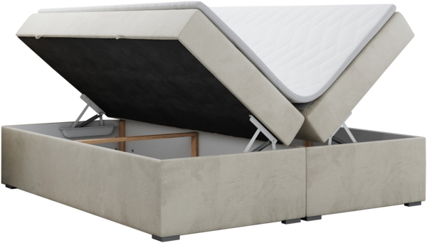 Boxspringbett - Doppelbett mit Multipocket-Matratze - BESS -140x200 - Beige Velours - H4 Bild 4