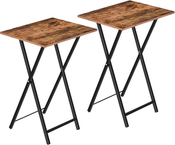 Hoobro Beistelltisch Klappbar (2-St, Kleiner tabletttisch, TV Tray, Snack Tisch, Sofatisch), Industriestil