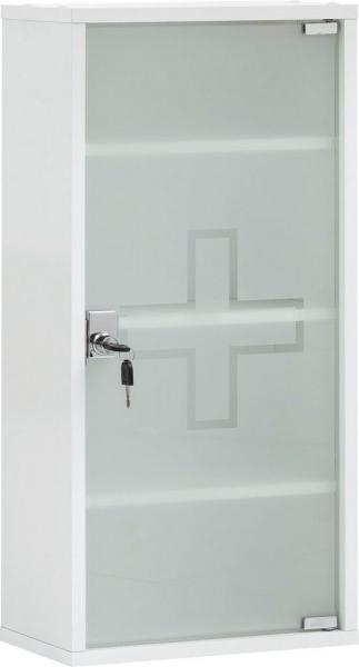 Schildmeyer Medizinschrank 149916, abschließbar, Holzwerkstoff, weiß Glanz, 71,5 x 34,3 x 19,6 cm