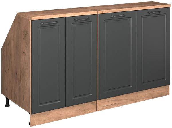 Dachschrägenschrank-Set Rion Anthrazit Landhaus 140 cm 2er Set Schrankkorpuss 60 cm Tiefe Vicco