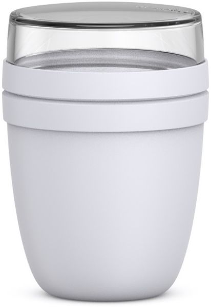 Mepal | Lunchpot Ellipse | praktischer Joghurt- und Müslibecher | innovative Trennung für frische Zutaten | gefrier-, mikro- und spülmaschinengeeignet | 500 ml + 200 ml | Cool Grey