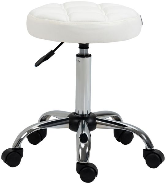 Drehhocker höhenverstellbar mit Rollen, Kunstleder gepolstert, 120 kg, kompakt für Salon, Studio, Küche