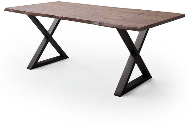 Baumkantentisch >Calabria< in Akazie walnuss/anthrazit - 200x77,5x100 (BxHxT)