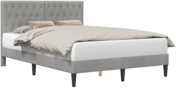 vidaXL Bettrahmen mit Kopfteil Hellgrau 160 x 200 cm Samt 42027673 Bild 2