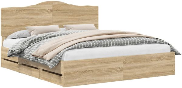 vidaXL Bettrahmen Sonoma-Eiche 200 x 200 cm Ingenieurs Holz 3413382 Bild 2