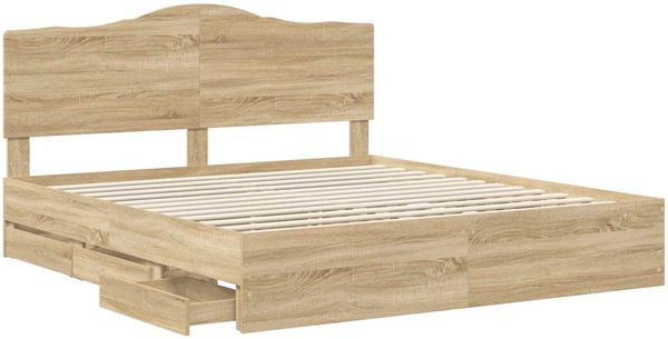 vidaXL Bettrahmen Sonoma-Eiche 200 x 200 cm Ingenieurs Holz 3413382 Bild 5