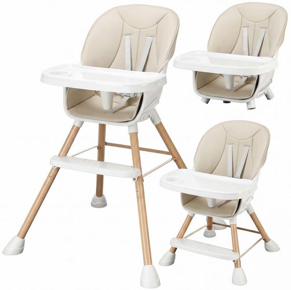 oyajia Kinderstuhl 3-in-1 Kinderstuhl, Kombistuhl, Babystuhl, Barhocker (Babystuhl für Kinder ab 6 Monate bis 5 Jahren), Babystuhl mit Tablett und 5-Punkt-Gurt, Fußstütze, Einfach zu Reinigen