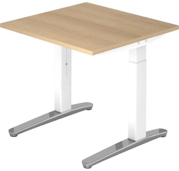 'XB08' Schreibtisch C-Fuß 80x80 cm Eiche Weiß, poliert