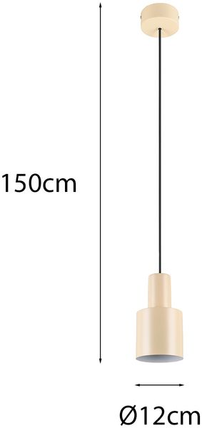 Kleine Pendelleuchte AGUDO mit Metall Lampenschirm Beige, Ø 12cm Bild 4