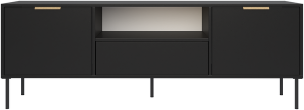 Selsey 'Vena' - TV-Lowboard 2-türig mit Schublade & Fach, Schwarz, 160 cm Bild 6