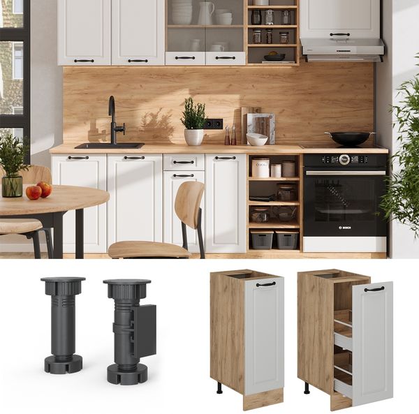 Apothekerschrank R-Line Weiß Landhaus 30 cm ohne Arbeitsplatte Vicco Bild 3