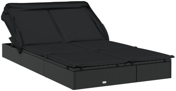 vidaXL 2-Personen-Sonnenliege mit Dach Schwarz 213x118x97 Poly Rattan 319652