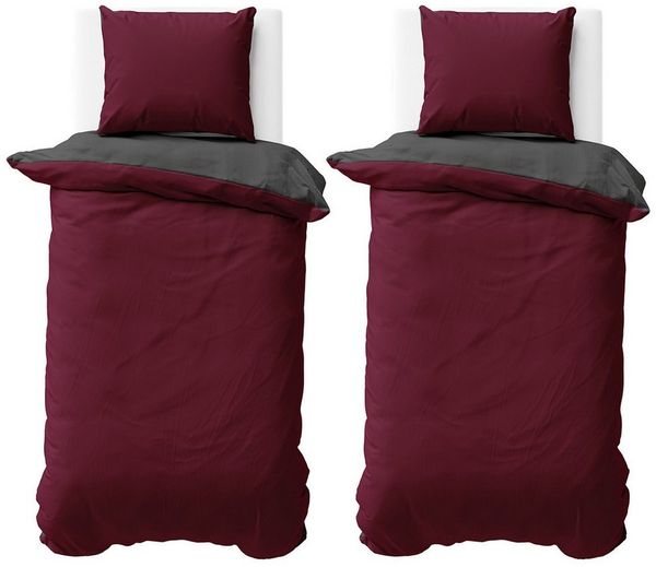 Visaggio Bettwäsche Mikrofaser Allergiker geeignet Doubleface Wendebettwäsche, Microfaser, 4 teilig, Modern Uni Doubleface Wendebettwäsche