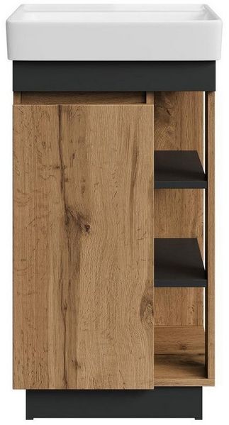 Planetmöbel Badmöbel-Set Badmöbel Set Nyx Waschtisch 50 cm Wotan Eiche / Anthrazit, (50cm Waschtisch, 1-St), Badezimmer Waschtisch 50 cm