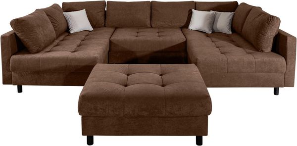 COLLECTION AB Wohnlandschaft Toni U-Form, B: 298 cm, Set: Sofa & Hocker, 3 Zierkissen, Federkern