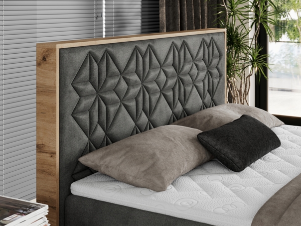 Boxspringbett mit Kopfteil und Topper, Polsterbett - NESSI - 200 x 200 cm - Dunkelgrau Velvet - H3 - Topper Visco Bild 3