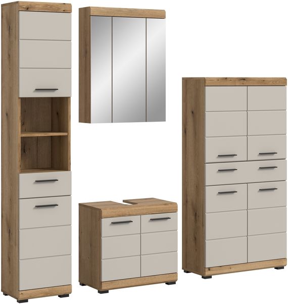 Badezimmer-Set >Scout< in Evoak Oak / Kaschmir - 201x191x34cm (BxHxT)