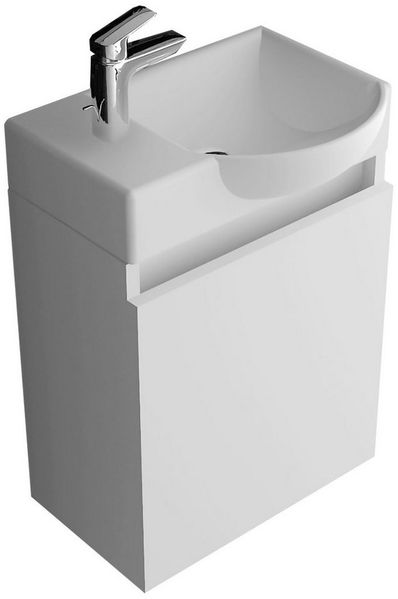 Alpenberger Badmöbel-Set Gäste WC Möbel Set - Waschtisch mit Waschbeckenunterschrank Weiß, (Komplett-Set 2-tlg. Vormontiert, 2-St, Bad Waschtisch mit Waschtischunterschrank hängend), Bad Waschbecken mit Unterschrank 45 cm Breit